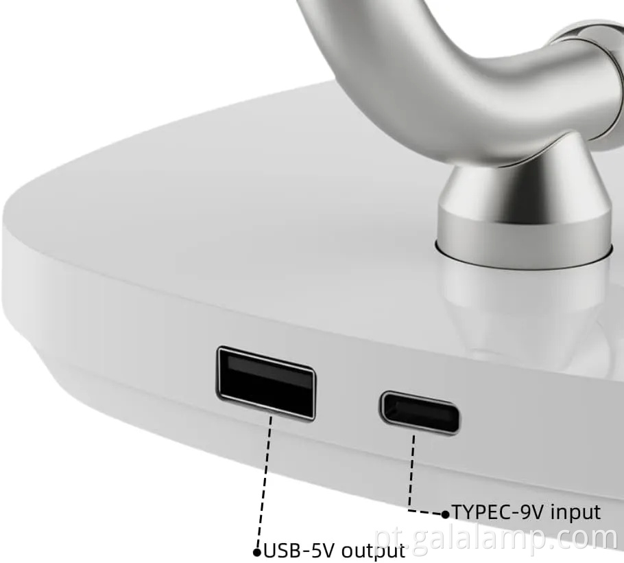 Lâmpada de mesa de LED regulável com carregamento sem fio para o quarto